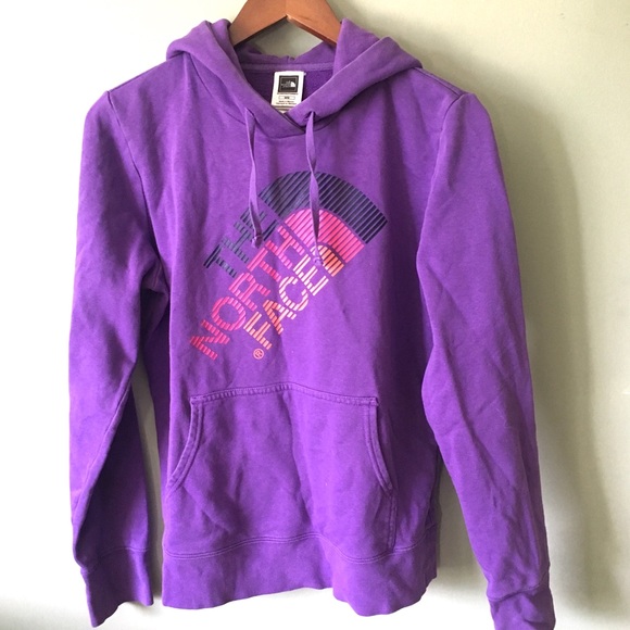 The North Face Tops - The North Face Diagonal Logo Graphic Purple Hoodie